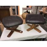 2 leather footstools