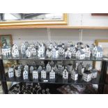 58 blue Delft miniature houses by Bols Royal distillories for KLM,