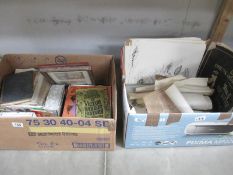 2 boxes of a mixed lot inc. sketches, postcards, essays, maps etc.