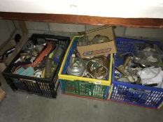 3 large boxes of miscellaneous tools, light fittings including glass chandelier droppers etc.