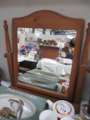 A pine dressing table mirror