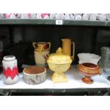 A quantity of pottery vases and planters including German