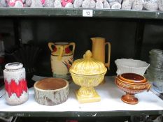 A quantity of pottery vases and planters including German