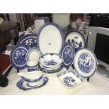 A mixed lot of blue and white china including Mason's, Royal Worcester etc.