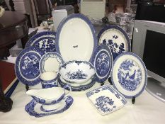 A mixed lot of blue and white china including Mason's, Royal Worcester etc.