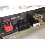 A large lot including 2 printers, 2 VHS recorders, bluetooth speaker, monitor, laminator,