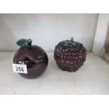 2 carlton ware fruit (plum/blackberry) prserve pots