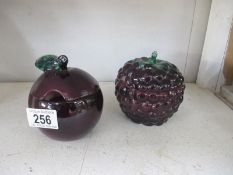 2 carlton ware fruit (plum/blackberry) prserve pots