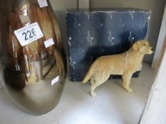 A boxed Border Fine Arts figure of a retriever and a Poole pottery precious lustre vase