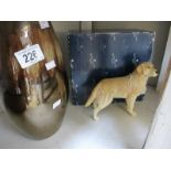 A boxed Border Fine Arts figure of a retriever and a Poole pottery precious lustre vase