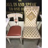 2 classical style hall chairs, a/f.