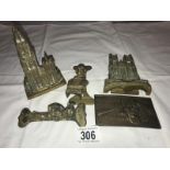 4 brass door knockers including Lincoln imp.