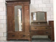 A 1930's mirror door wardrobe and dressing table.