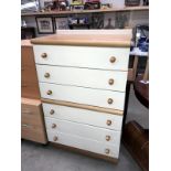 A pair of modern oak effect bedroom chest of drawers