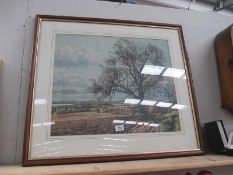 A large framed and glazed print of the countryside