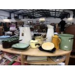 A large quantity of vintage enamel kitchen ware (some new old stock).