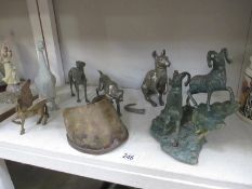 A quantity of brass, bronze, silver plate animals etc.