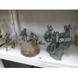 A quantity of brass, bronze, silver plate animals etc.