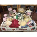 A box of toys including vintage doll
