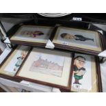 4 framed and glazed Coronation Street character prints and 1 other