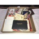 A mixed lot of printed ephemera including post cards, ration books etc.