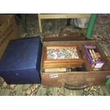 A box of miscellaneous items including boxed HMS Victory (a/f).