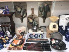 A mixed lot of kitchenalia including vintage Salter scales,