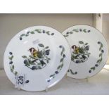 2 Coalport cabinet footed plates depicting birds by Norman Arlott