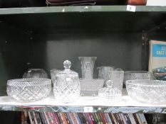 A quantity of cut glass vases, planters etc.