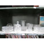 A quantity of cut glass vases, planters etc.