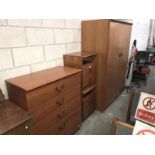 A large double wardrobe, 5 drawer chest and pair of bedside cabinets.