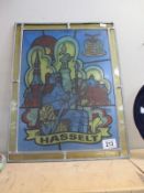 A leaded glass 'Hasselt' coat of arms window panel