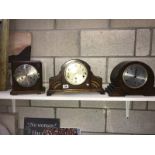 Three 1930's oak mantle clocks