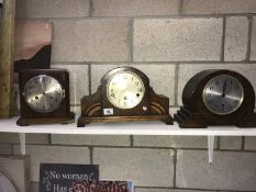 Three 1930's oak mantle clocks