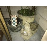 3 concrete garden planters,