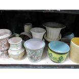 A quantity of various pottery/china planters including German