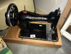 A vintage Singer sewing machine.