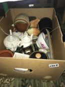 A box of miscellaneous pottery.