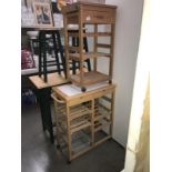 2 pine tile top portable kitchen units