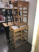 2 pine tile top portable kitchen units