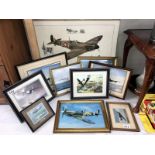 A collection of framed and glazed aircraft photo's and prints + one unframed.