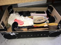 A box of vintage shoe shine & other brushes