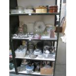 4 shelves of kitchenalia including vintage baking tins and some new items