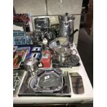 A quantity of stainless steel kitchenalia etc.