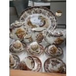 A 17 pieces of Royal Worcester Palissy game bird tea ware including cups, saucers, teapot,