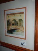 A framed & glazed signed Lucy Smith (British 20th century) watercolour on paper Ponte Vecchio (The