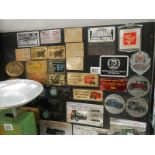 A collection of brass badges and plates from Steam fairs etc