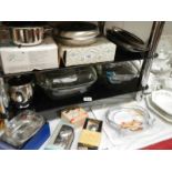 A good lot of stainless steel kitchen items and Pyrex etc.