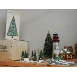 3 vintage (1990's) department 50 Christmas ornaments and a boxed Enesco Toy Shoppe of Dreams