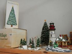 3 vintage (1990's) department 50 Christmas ornaments and a boxed Enesco Toy Shoppe of Dreams